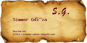 Simmer Géza névjegykártya
